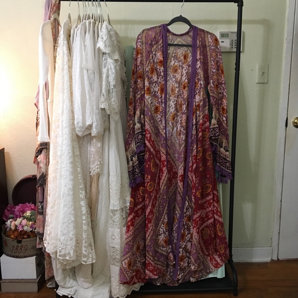 Free People printed kimono with bell sleeves NWOT